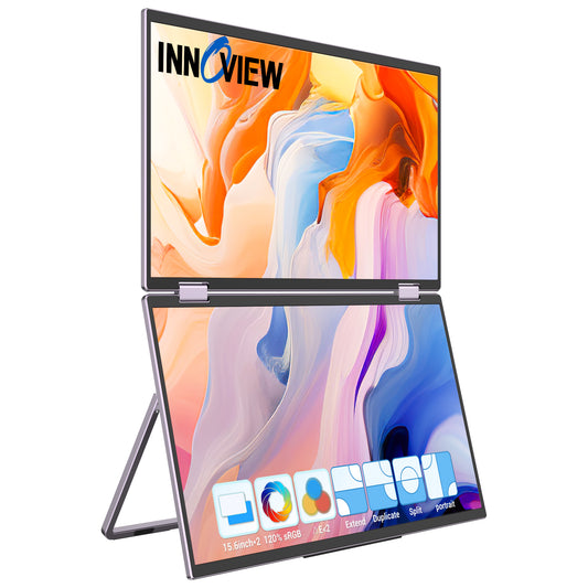 InnoView 15.6‘’ Stacked Folding Portable Dual Monitor